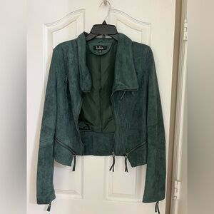 Lulu's Deep Green Ready for Anything Faux Suede cropped Jacket